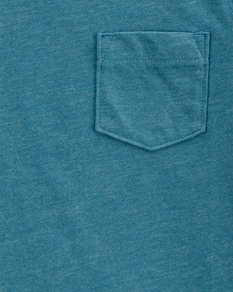 Toddler Solid Short-Sleeve Pocket Tee - Teal, image 2 of 3 slides