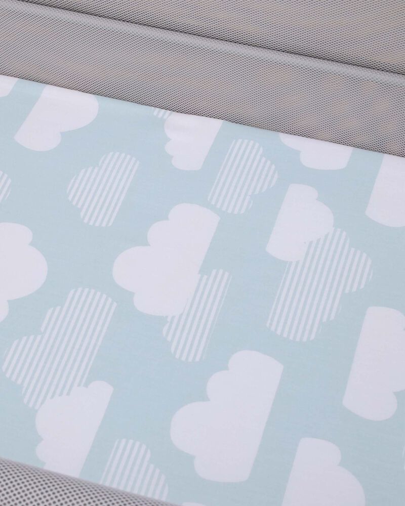 Skip Hop Cozy-Up 2-in-1 Bedside Sleeper 100% Cotton Fitted Bassinet Sheet - Blue & White Clouds, image 4 of 4 slides