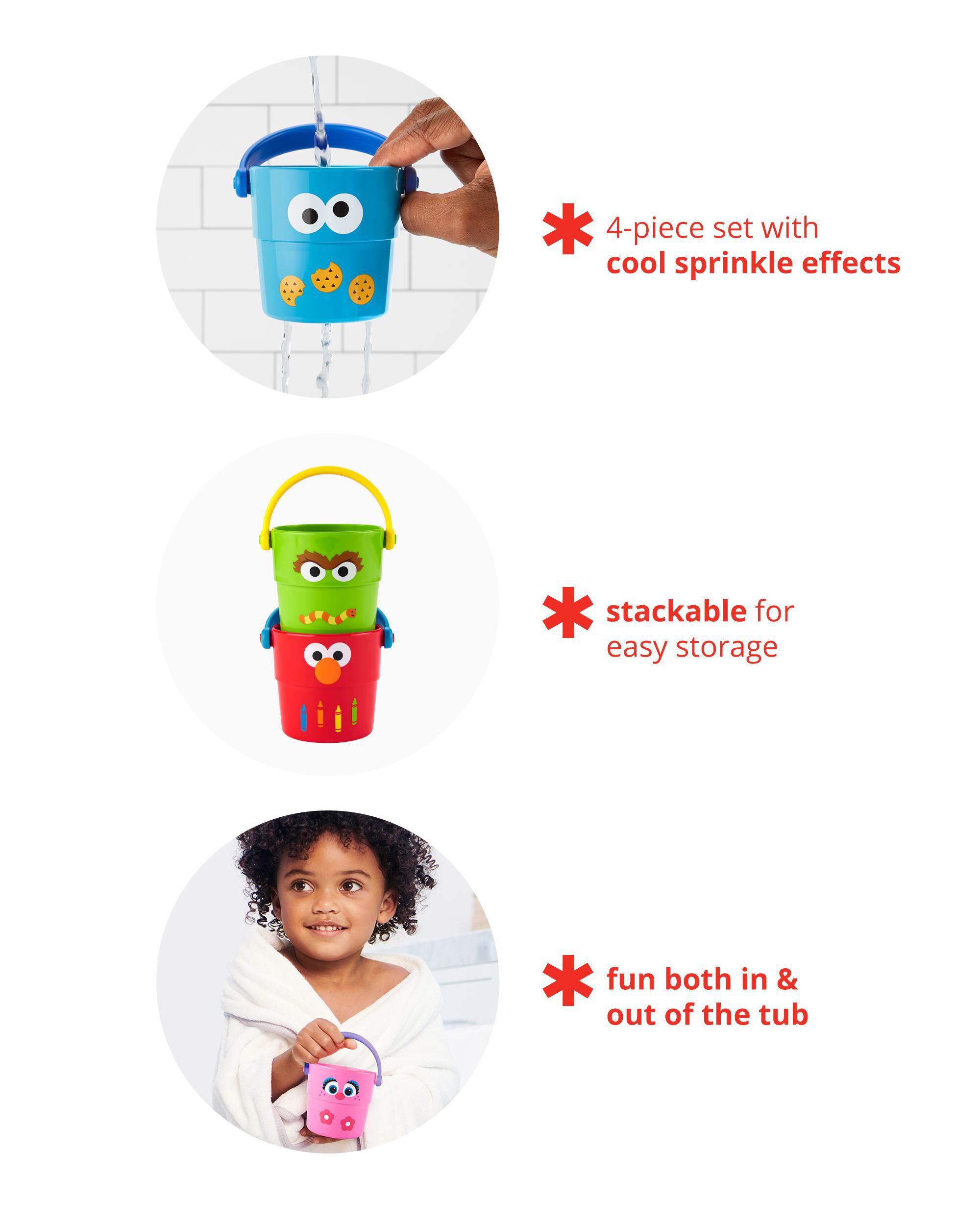 Sesame Street Stack & Pour Bath Buckets, image 3 of 4 slides