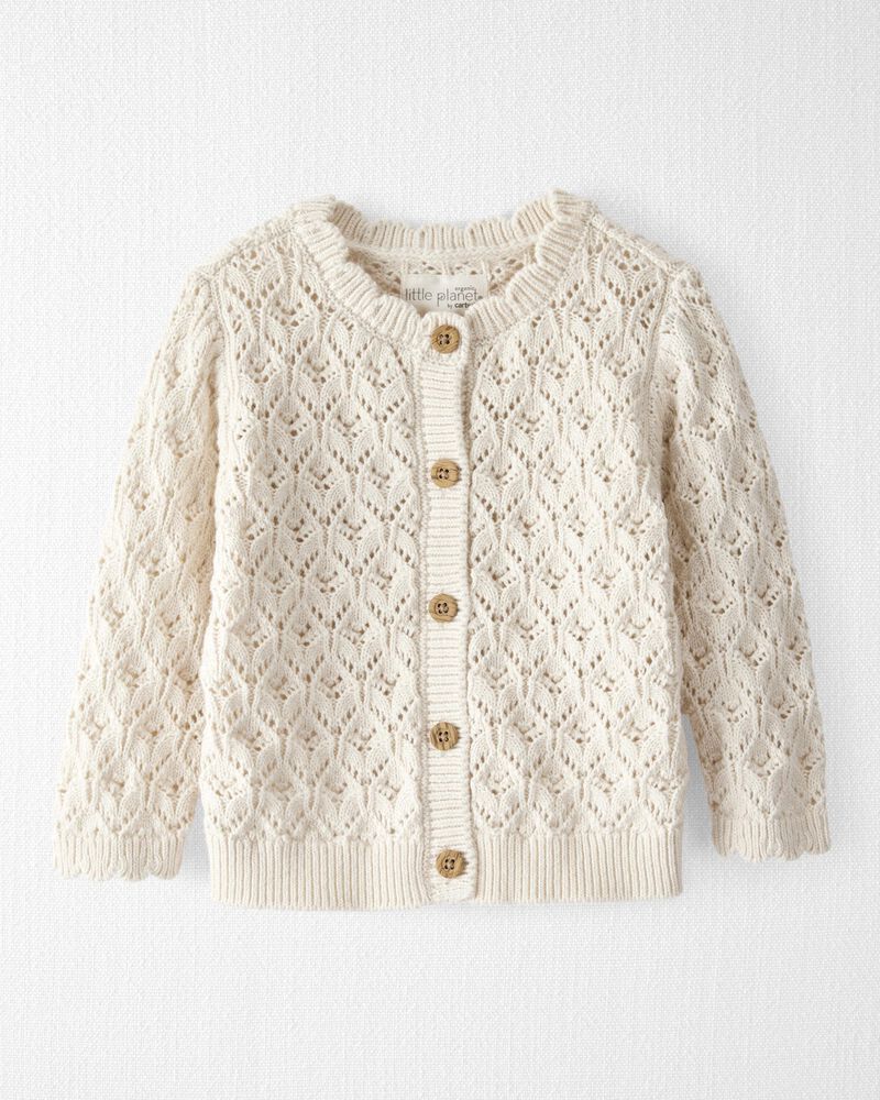 Baby Girl Organic Cotton Pointelle Sweater, image 1 of 4 slides