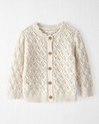 Baby Girl Organic Cotton Pointelle Sweater, image 1 of 4 slides