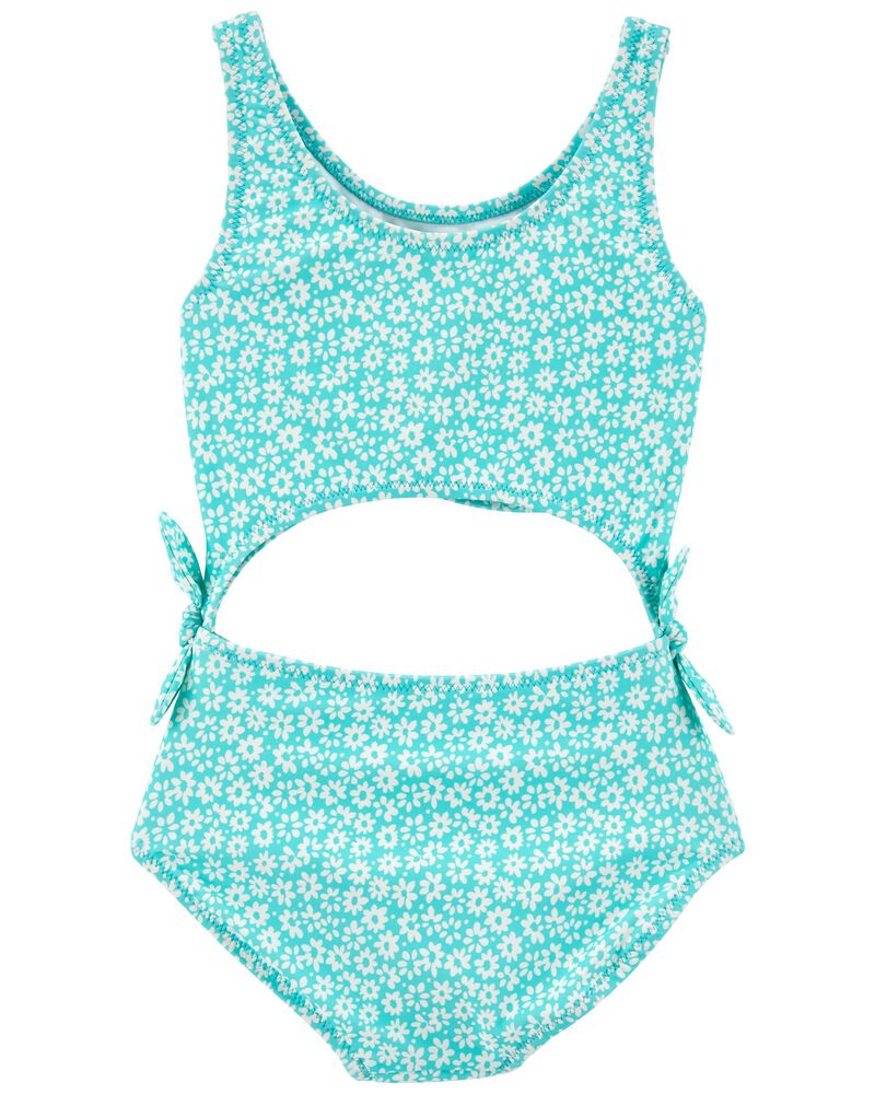 Kid 1-Piece Floral Print Cut-Out Swimsuit, image 2 of 4 slides