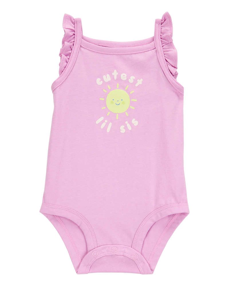 Baby Lil Sis Flutter-Sleeve Bodysuit - Pink, image 1 of 3 slides