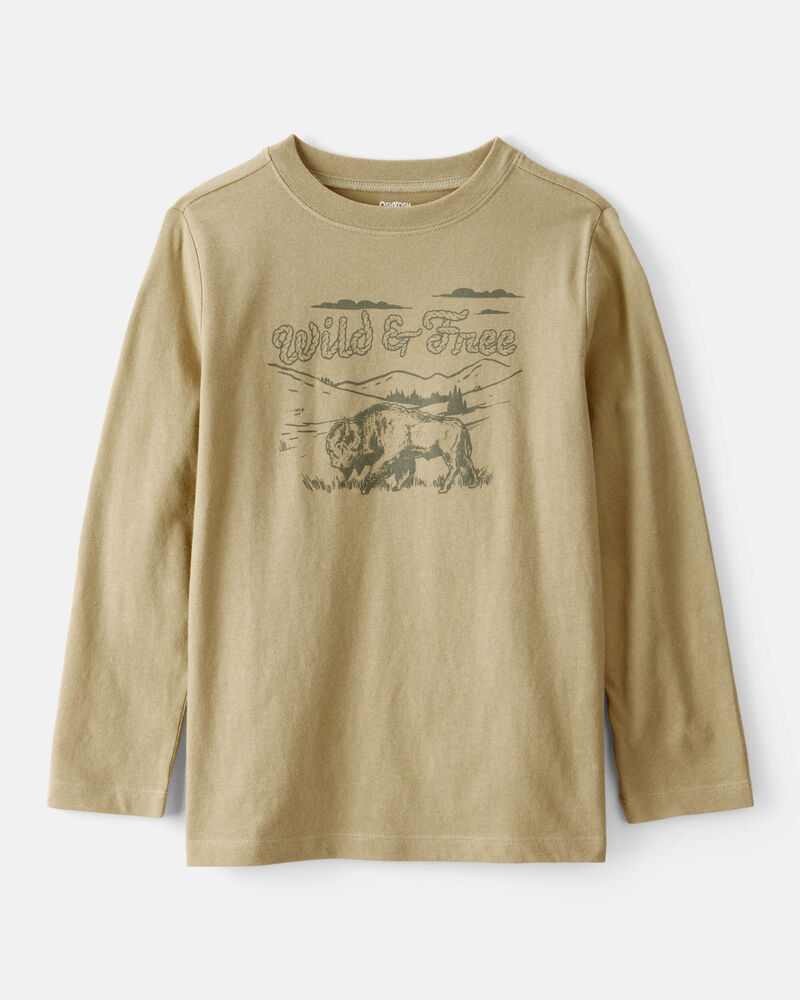 Boys Wild And Free Long-Sleeve Graphic Tee - Brown, image 1 of 3 slides