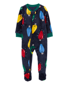 Toddler 1-Piece Christmas Lights Fleece Footie Pajamas, image 1 of 3 slides