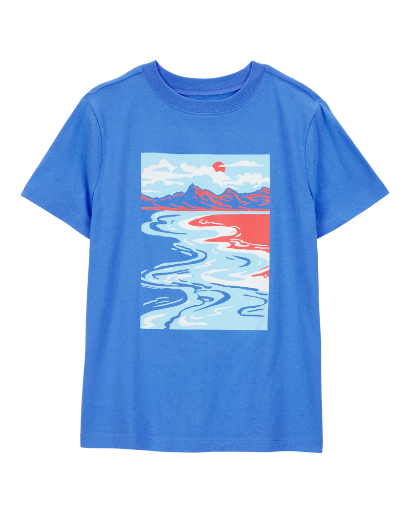 Kid Scenic Beach Short-Sleeve Graphic Tee - Blue, image 1 of 3 slides