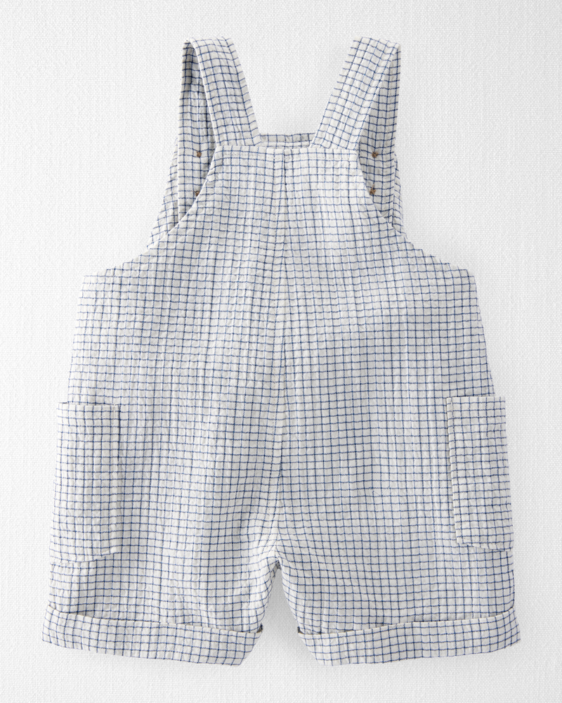 Baby Organic Cotton Checkered-Print Shortalls, image 2 of 5 slides