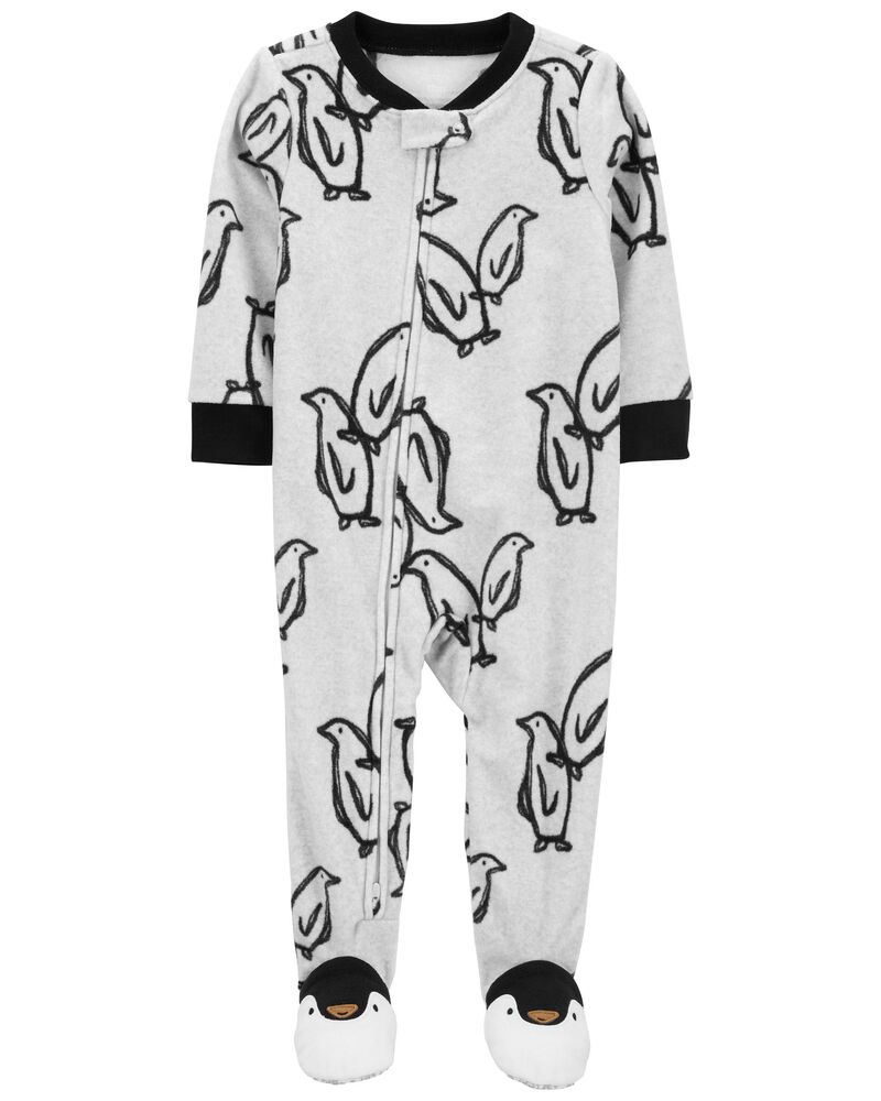 Baby 1-Piece Penguin Fleece Footie Pajamas, image 1 of 5 slides
