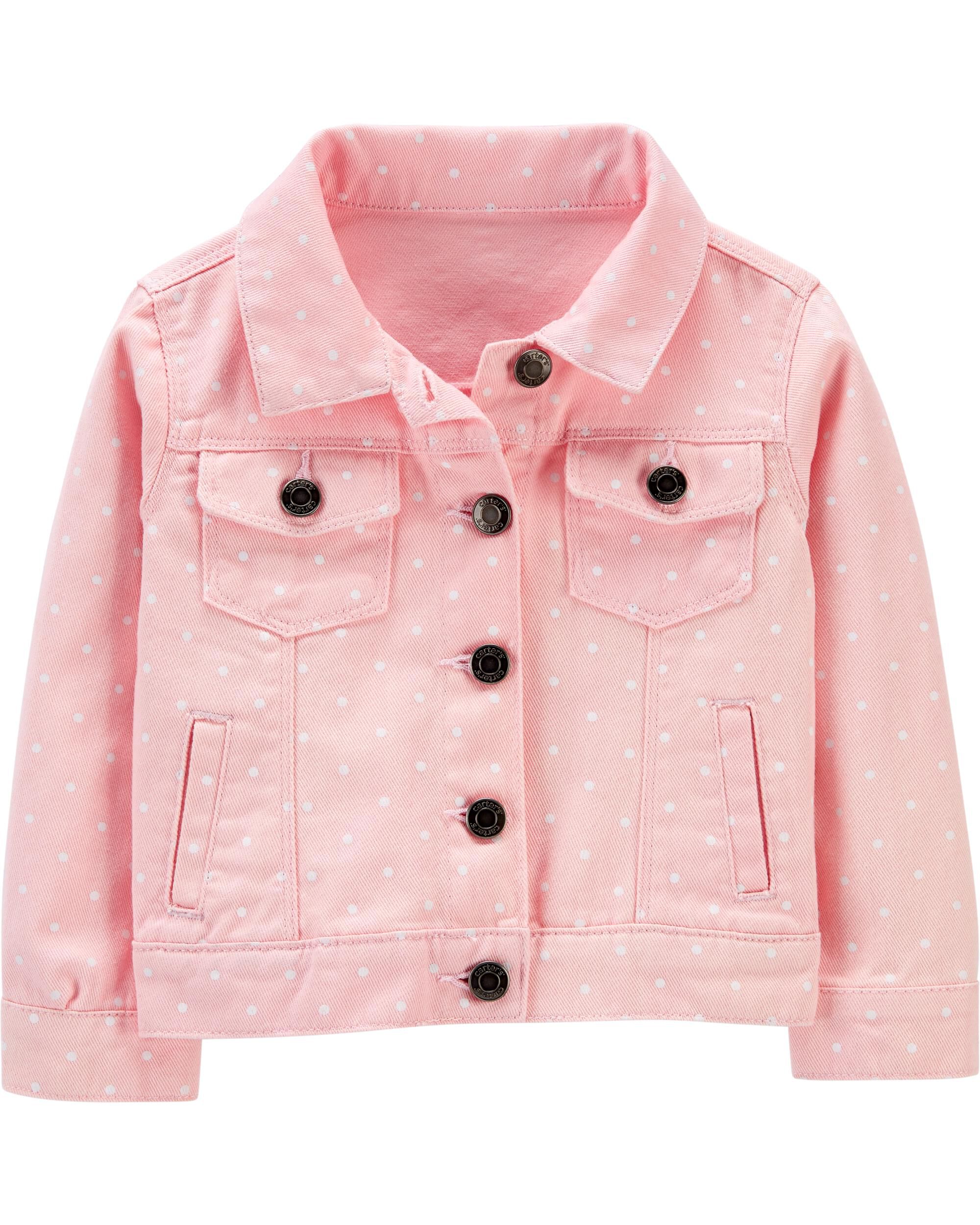 Baby Pink Polka Dot Denim Jacket