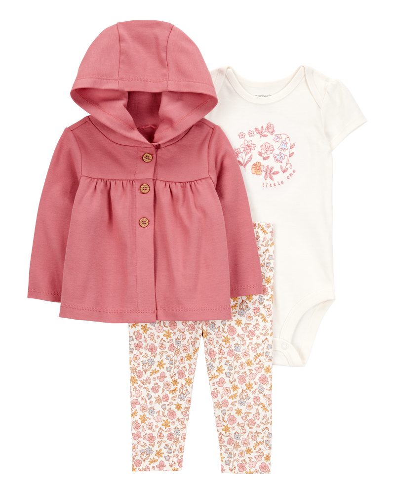 Baby 3-Piece Little Cardigan Set - Pink, image 1 of 5 slides