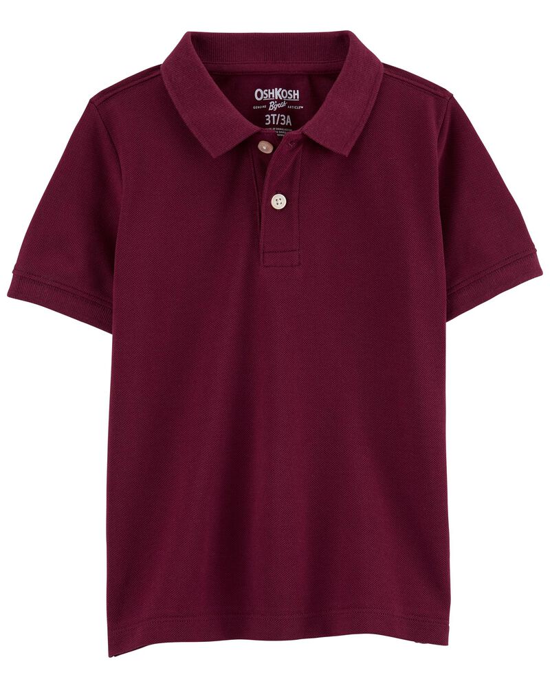Toddler Burgundy Polo Uniform Shirt, image 1 of 2 slides