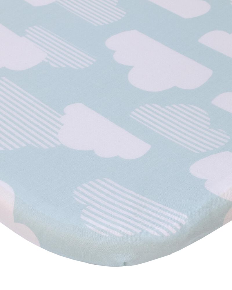 Skip Hop Cozy-Up 2-in-1 Bedside Sleeper 100% Cotton Fitted Bassinet Sheet - Blue & White Clouds, image 1 of 4 slides