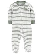Baby Dinosaur 2-Way Zip Terry Footie Sleep & Play Pajamas, image 1 of 4 slides