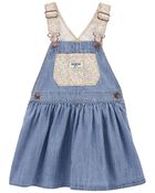 Toddler Floral & Denim Jumper Dress, image 1 of 4 slides