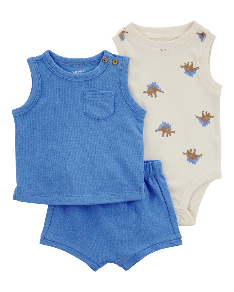 Baby Boy 3-Piece Dinosaur Little Short Set, image 1 of 5 slides