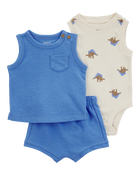 Baby Boy 3-Piece Dinosaur Little Short Set, image 1 of 5 slides