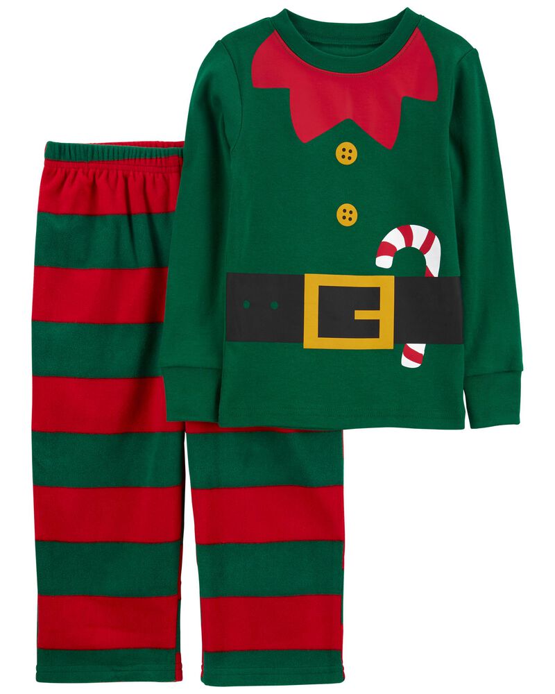 2-Piece Elf Cotton & Fleece PJs, image 1 of 3 slides