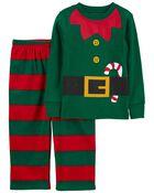 2-Piece Elf Cotton & Fleece PJs, image 1 of 3 slides