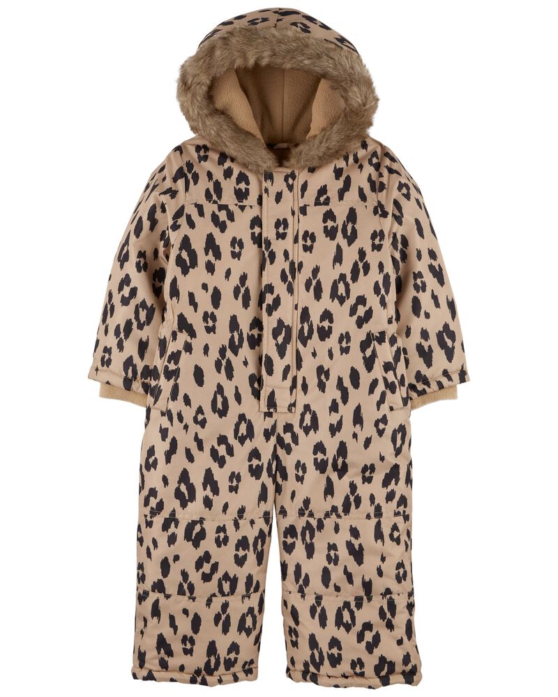 Toddler Leopard Fleece-Lined Snowsuit, image 1 of 3 slides