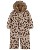 Toddler Leopard Fleece-Lined Snowsuit, image 1 of 3 slides