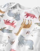 Baby Organic Cotton Rib 3-Pack Animal & Striped Bodysuits, image 2 of 7 slides