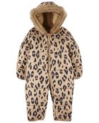 Baby Quilted Leopard Print Snowsuit, image 1 of 3 slides