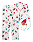 Adult 2-Piece Santa Fleece Coat Style Pajamas, image 2 of 4 slides