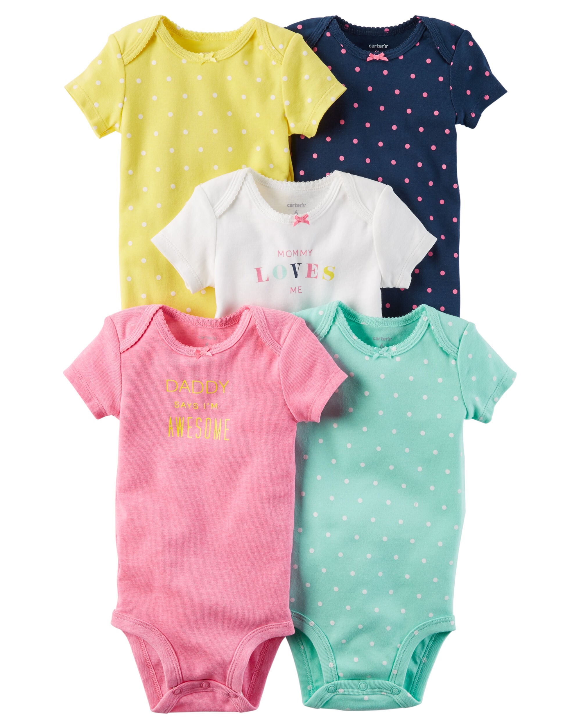 Carters 5-Pack Short-Sleeve Tees for Boys//Girls Size 12M