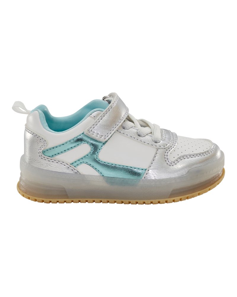 Toddler Light Up Metallic Sneakers - Silver/Aqua, image 3 of 8 slides