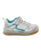 Toddler Light Up Metallic Sneakers - Silver/Aqua, image 3 of 8 slides
