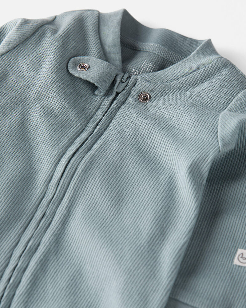 Baby Organic Cotton Sleep & Play Pajamas in Blue, image 2 of 5 slides