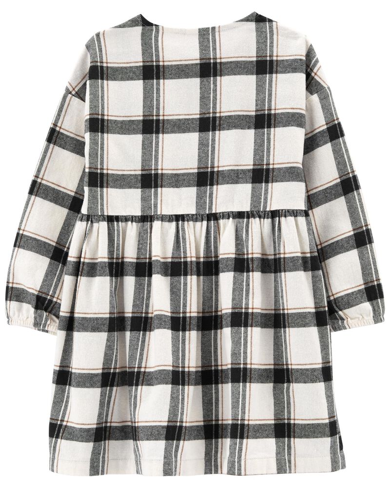 Toddler Plaid Twill Flannel Dress, image 2 of 3 slides