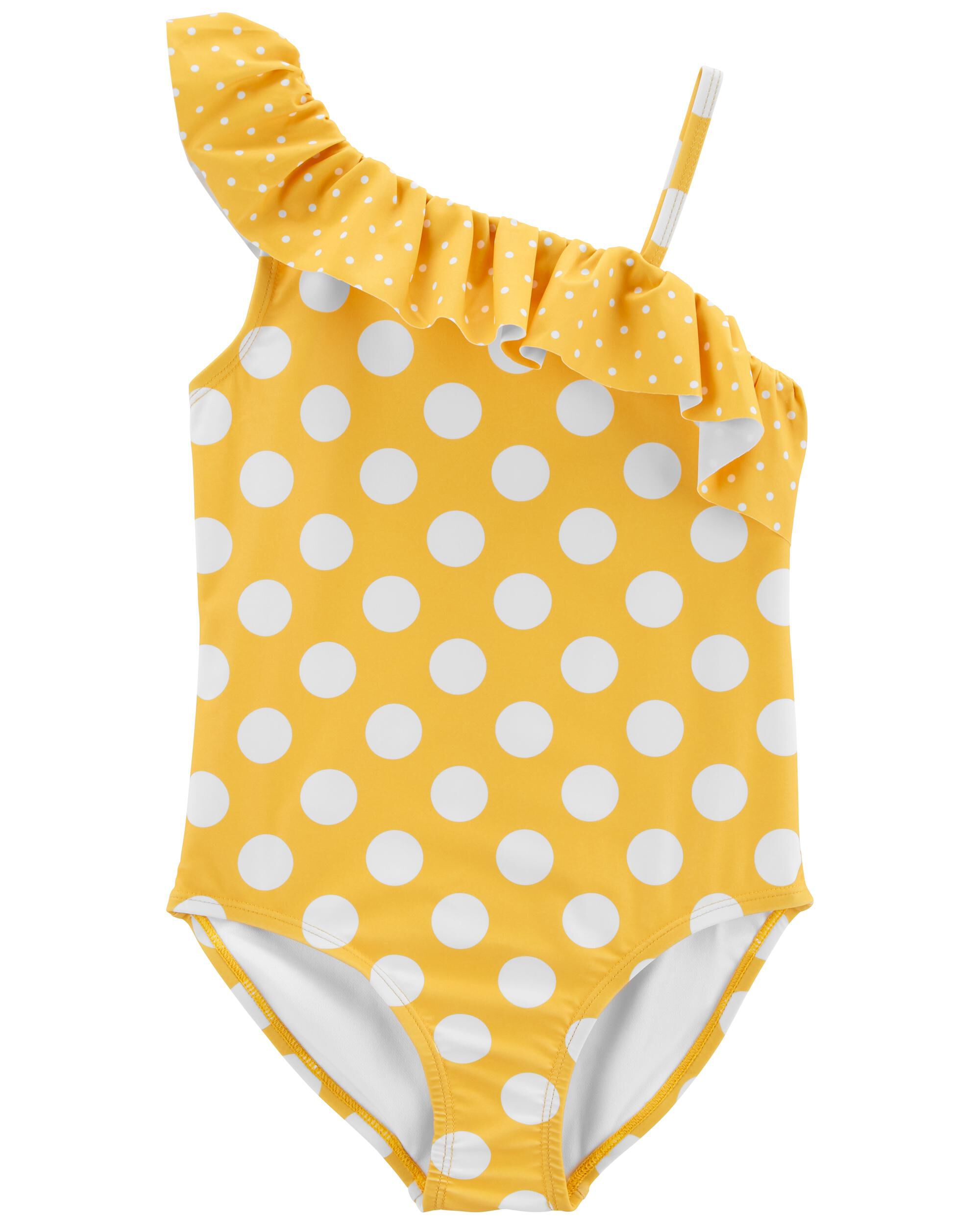 Yellow polka dot one piece swimsuit new arrivals