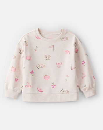 Toddler Girl French Terry Long-Sleeve Pullover Sweatshirt - Ivory, 