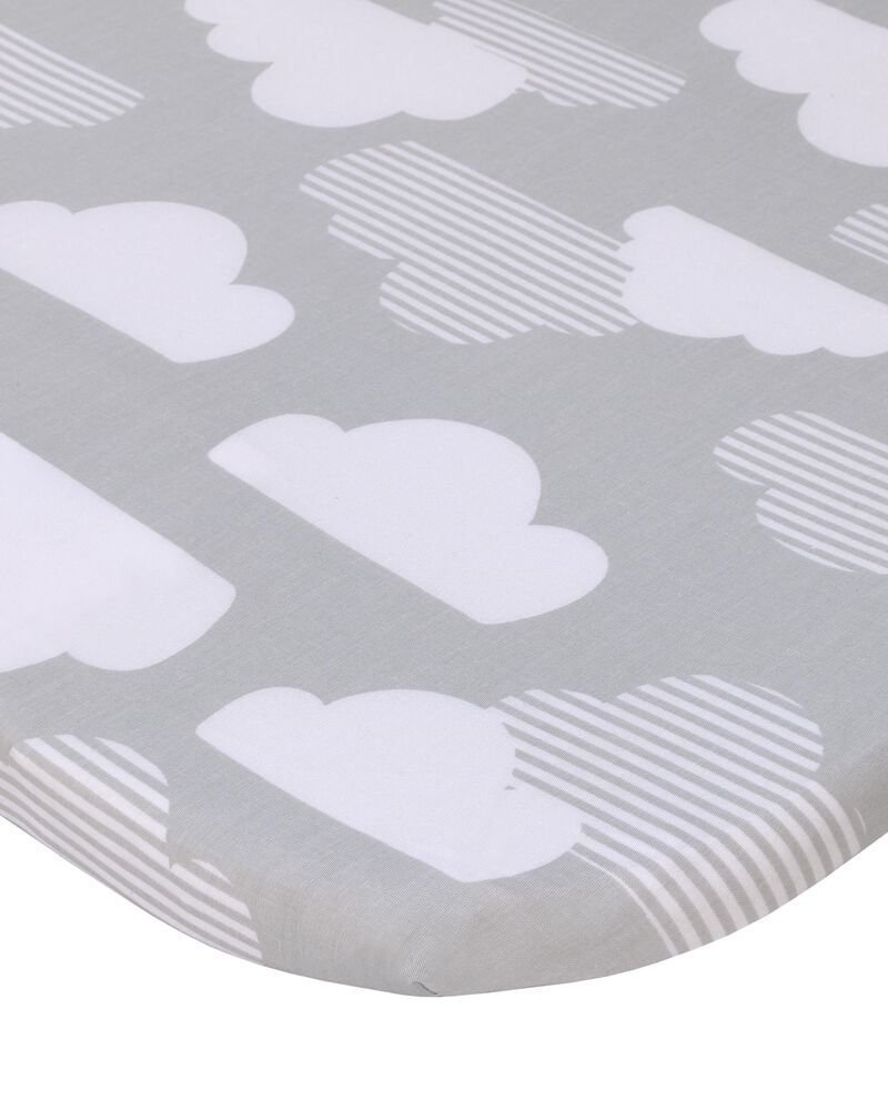 Skip Hop Cozy-Up 2-in-1 Bedside Sleeper 100% Cotton Fitted Bassinet Sheet - Grey & White Clouds, image 1 of 4 slides