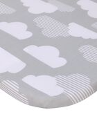 Skip Hop Cozy-Up 2-in-1 Bedside Sleeper 100% Cotton Fitted Bassinet Sheet - Grey & White Clouds, image 1 of 4 slides