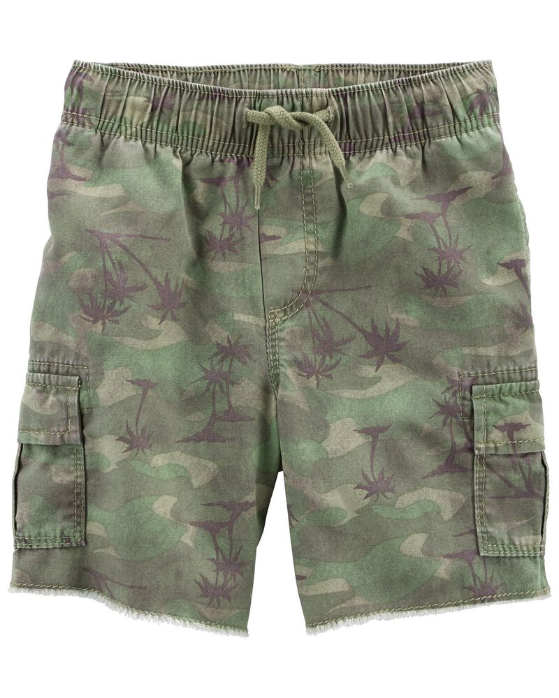 Baby Tropical Camo Drawstring Canvas Cargo Shorts, image 1 of 3 slides