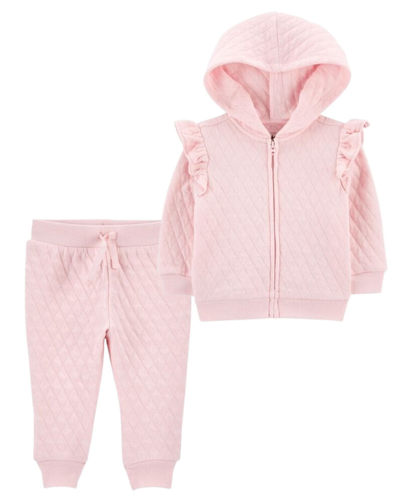 Baby 2-Piece Quilted Double Knit Hooded Jacket & Joggers Set, image 1 of 1 slides
