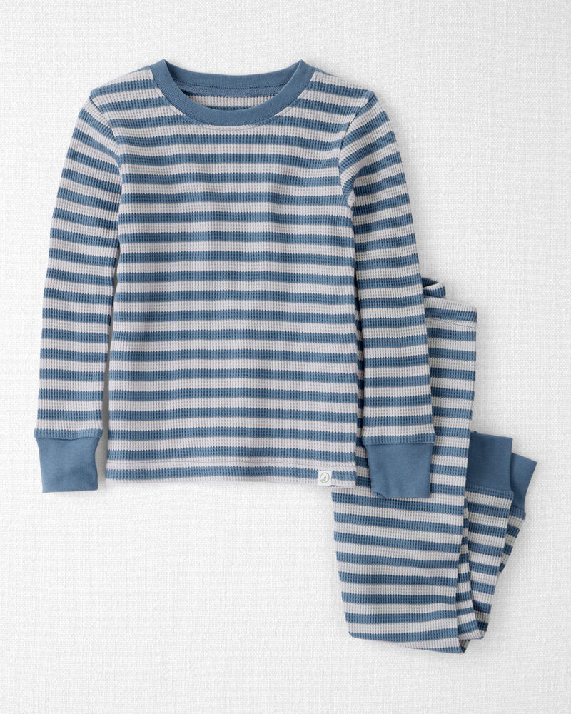 Toddler Striped Waffle Knit Pajamas Made with Organic Cotton, image 1 of 5 slides