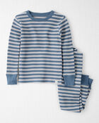 Toddler Striped Waffle Knit Pajamas Made with Organic Cotton, image 1 of 5 slides