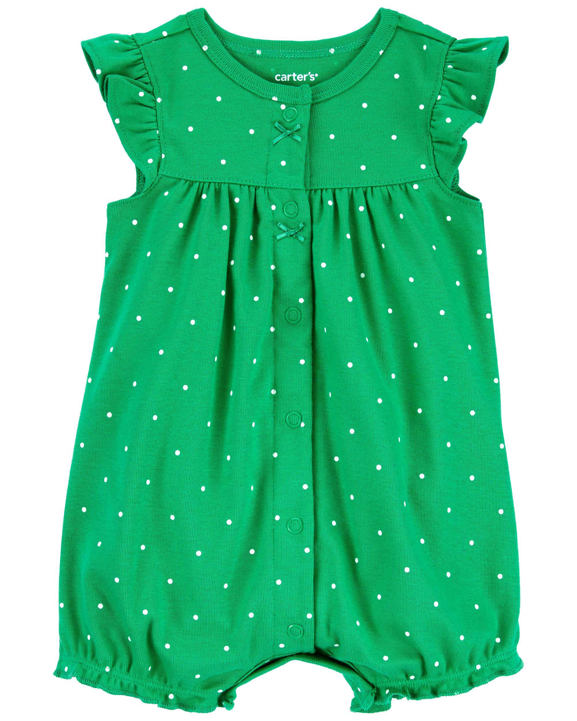 Baby Girl All Over Polka Dots Ruffle Snap-up Long-sleeve Jumpsuit