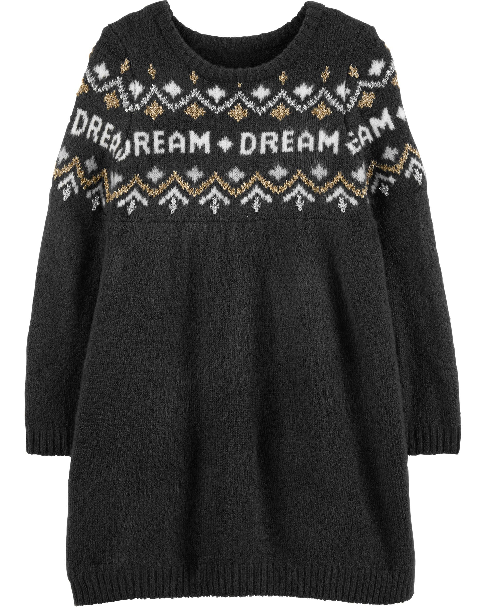 Black U-Knit Toddler Girls/' Faux Fur Hearts Sweater Dress 2T