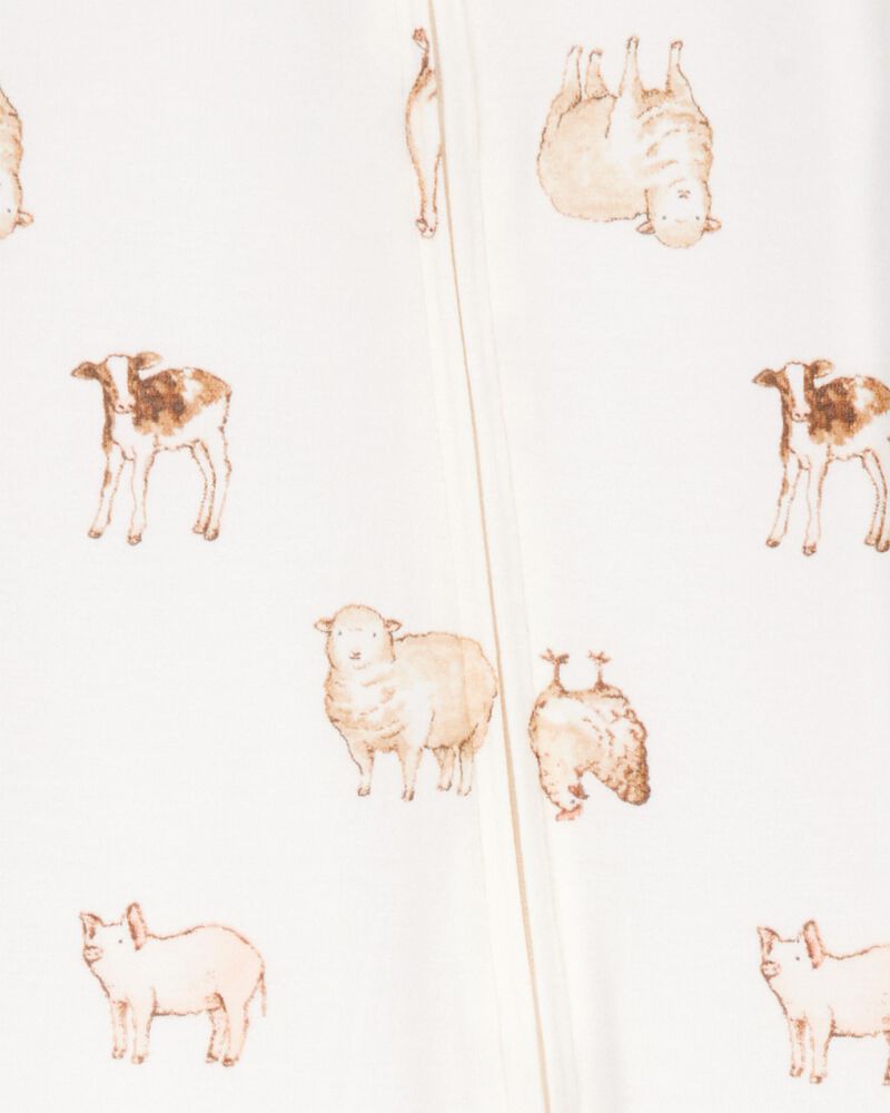 Toddler Farm Animals Print PurelySoft 2-Piece Pajamas - Ivory, image 3 of 5 slides