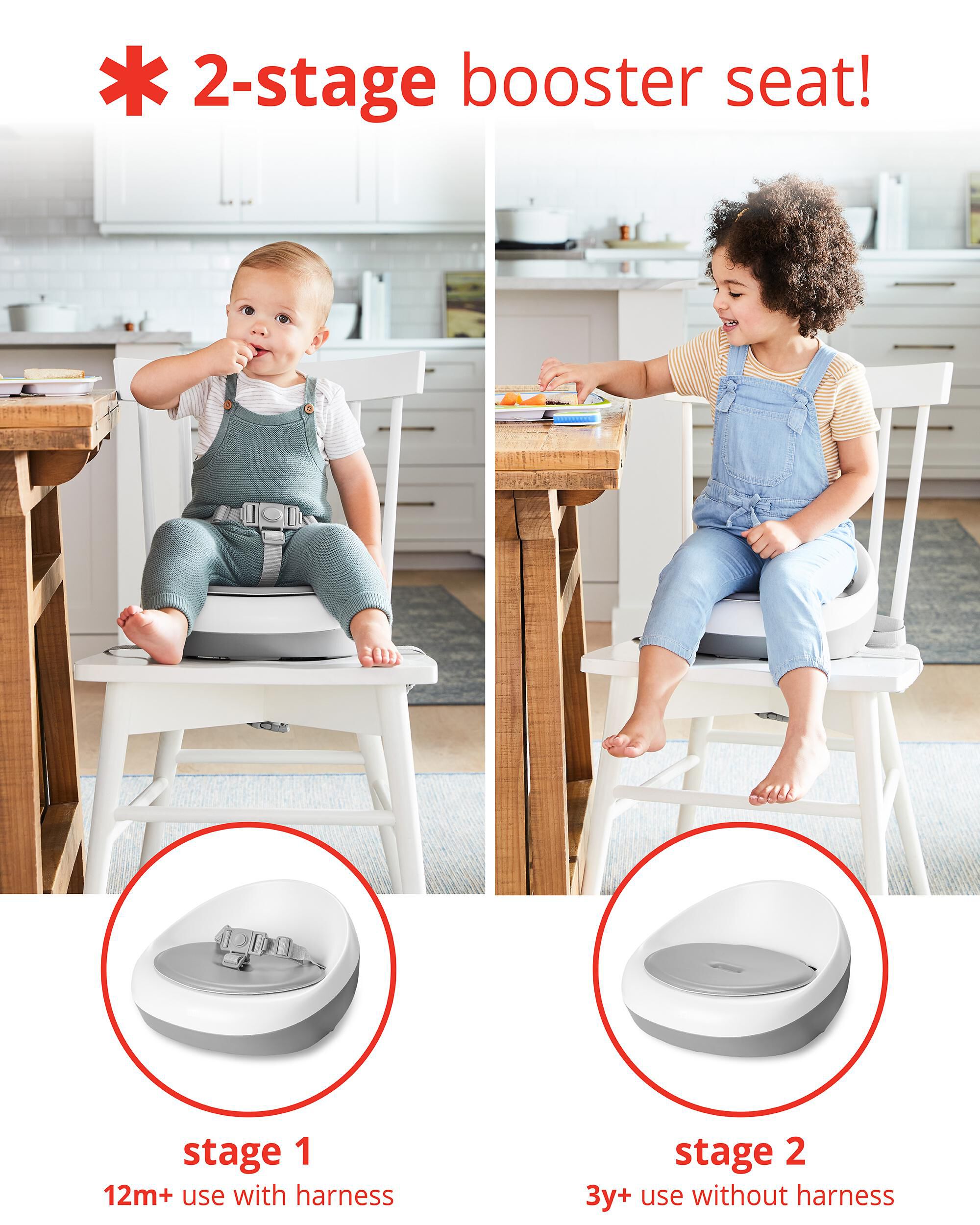 Sleek Seat Booster - Grey/White, image 3 of 11 slides