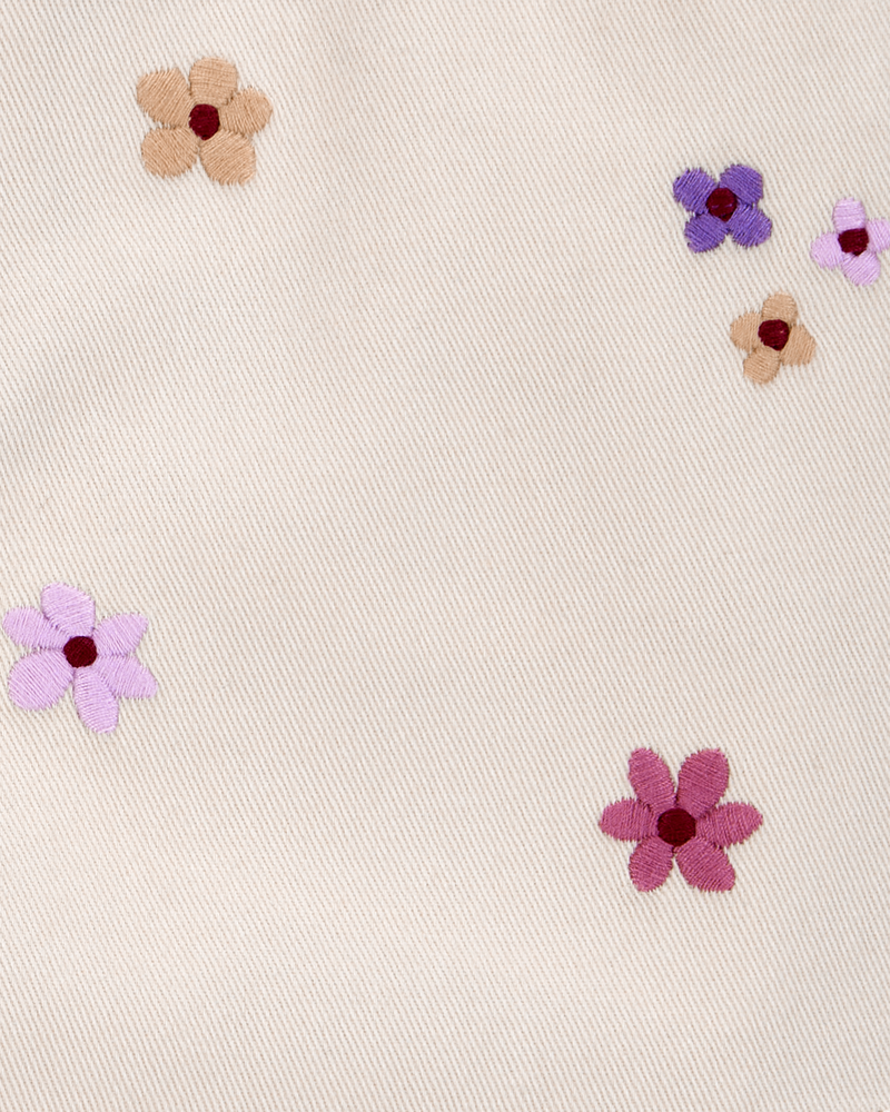 Toddler Twill Floral Embroidered Skirt - Ivory, image 2 of 3 slides