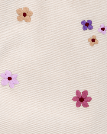 Toddler Twill Floral Embroidered Skirt - Ivory, 
