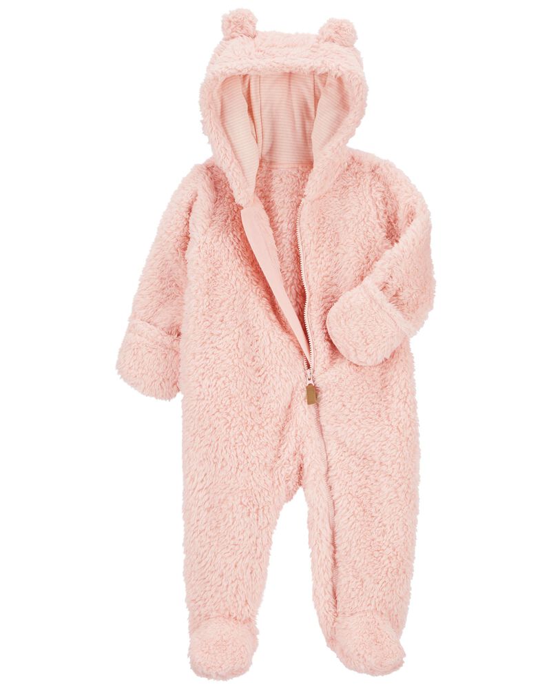 Baby Hooded Sherpa Jumpsuit, image 2 of 4 slides
