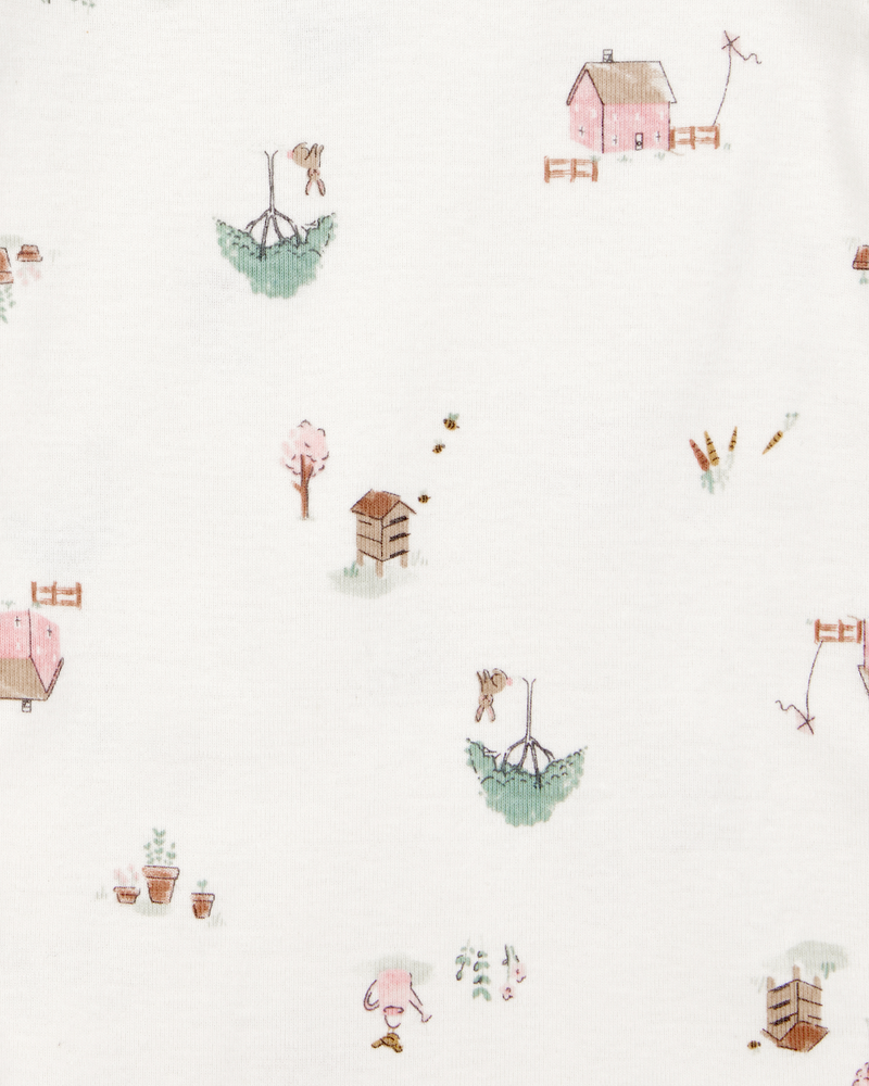 Baby 3-Piece Barn Print Little Cardigan Set - Pink/White, image 3 of 4 slides