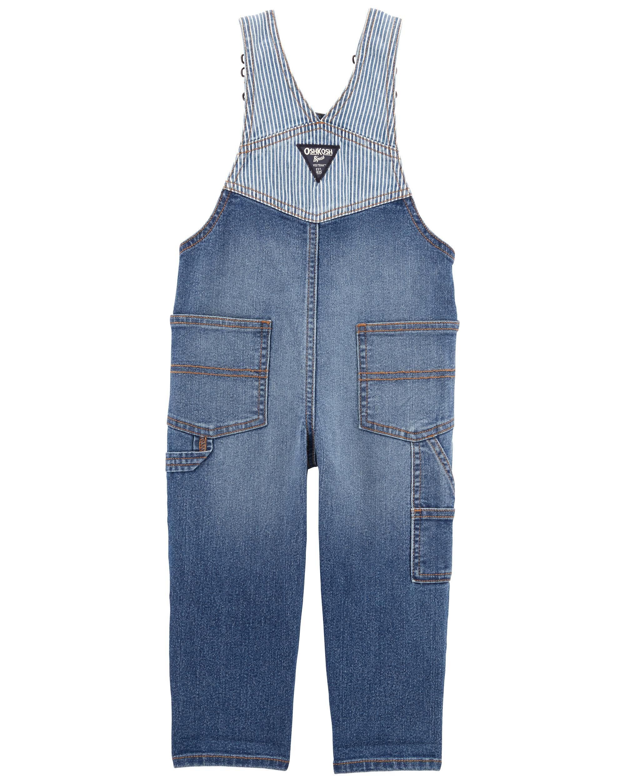 Denim Toddler Favorite Overalls: Hickory Stripe Remix