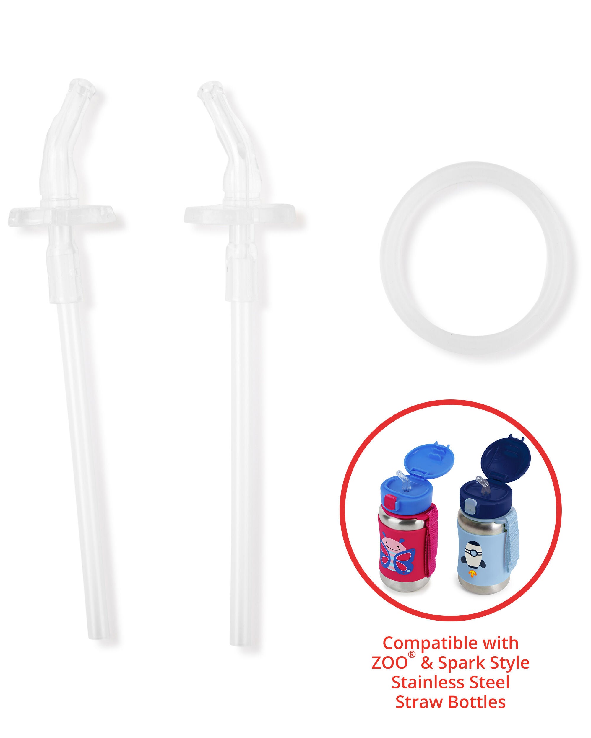 Clear ZOO Stainless Steel Straw Bottle Extra Straws 2 Pack